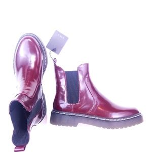 New ZARA Burgundy Maroon militar boot